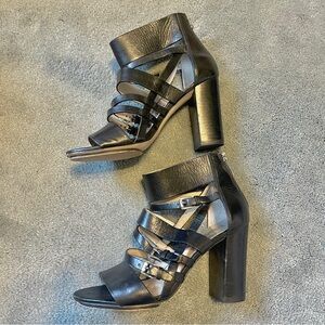 Michael Kors Winston Black Strappy Block Heel Sandals